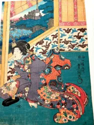 TOYOKUNI III (Kunisada) - Junge Frau beim Reiben der Tusche - 1849-1853